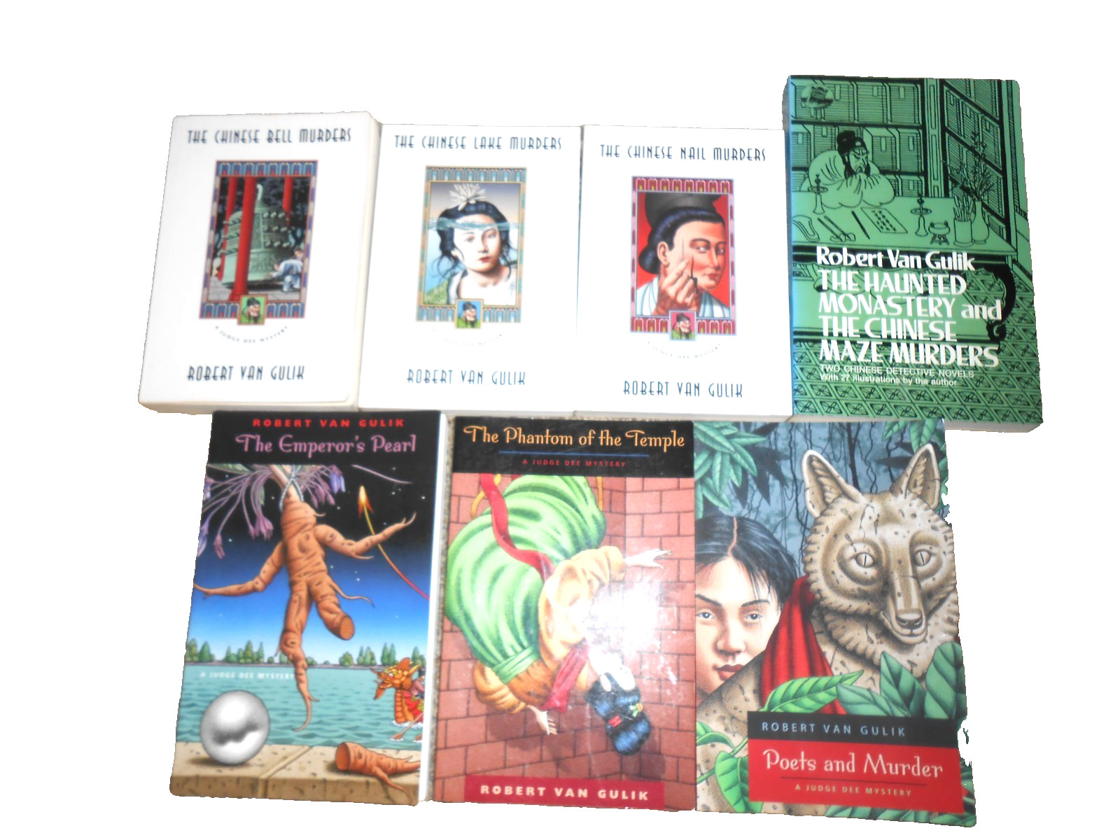Robert van Gulik Lot of 7 JUDGE DEE MYSTERIES (8 Novels (2-in-1)) – PB VGC