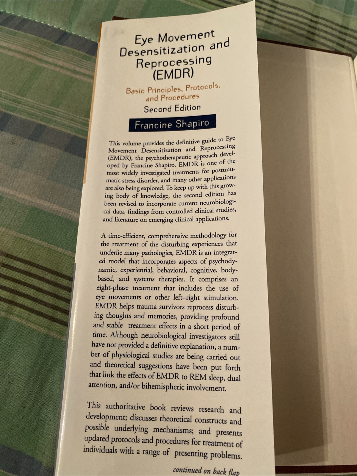 Eye Movement Desensitization And Reprocessing; Hardcover 2001