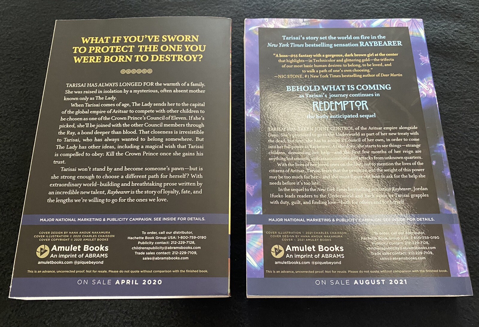 Raybearer and Redemptor ARCS Set Jordan Ifueko NEW UNREAD Advanced Readers Copy