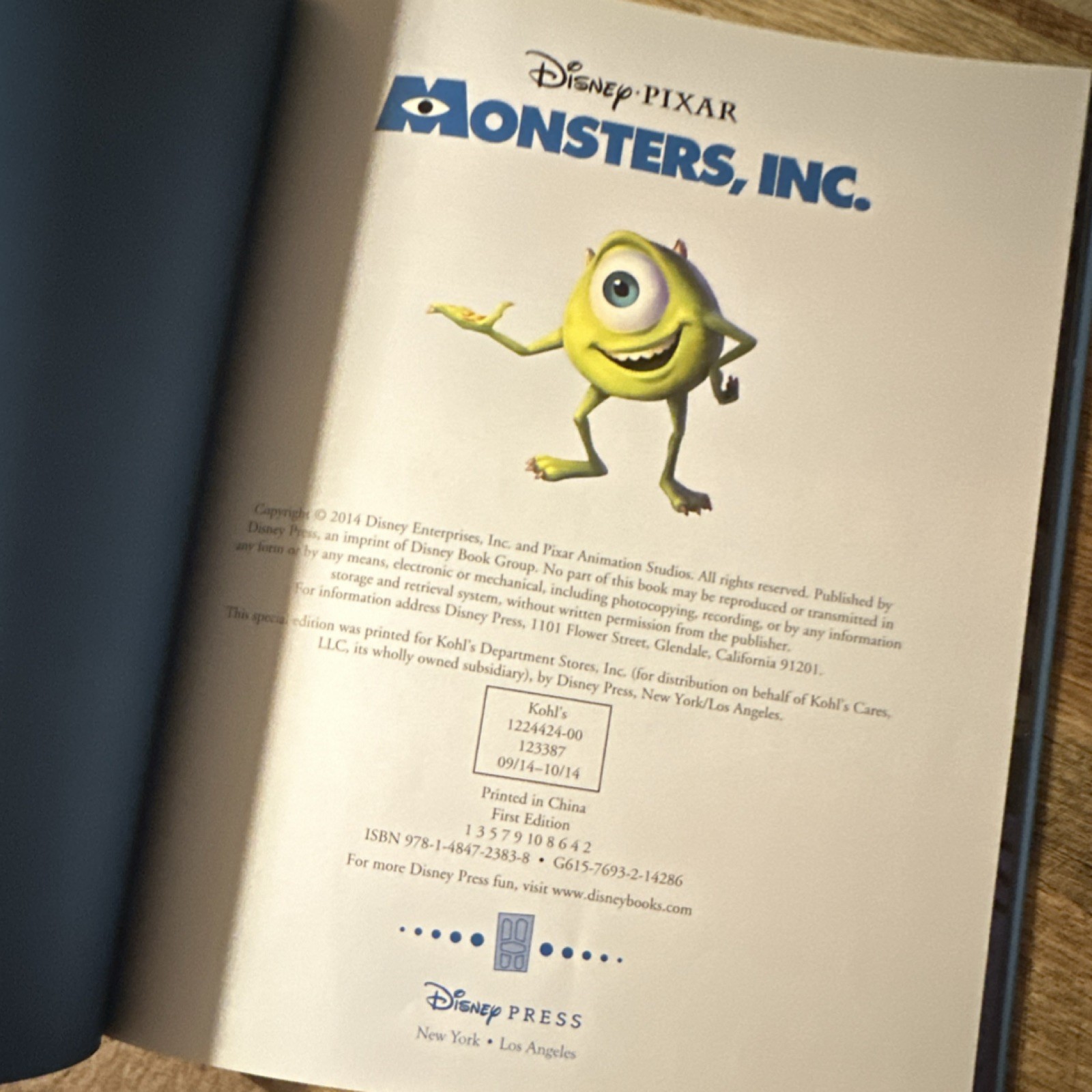 Disney Pixar Monsters, Inc. Hardcover Ages 4-8 Children’s Picture Book