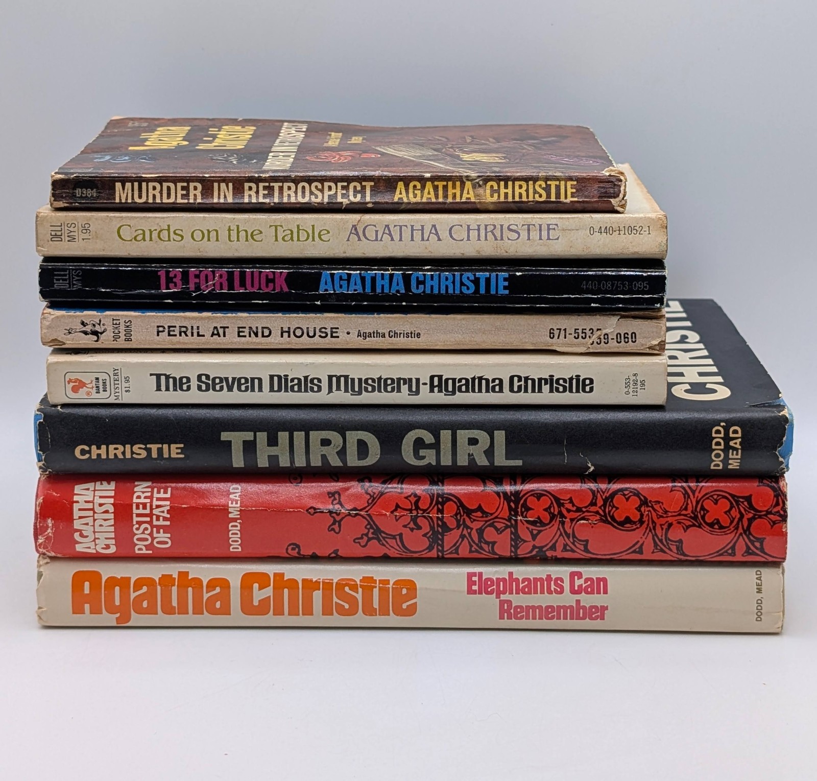 Vintage Lot 8 Agatha Christie Books Hercule Poirot Mystery Dell Cover Art 60s 70