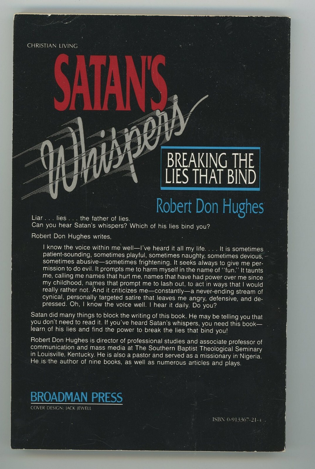 Satan’s Whispers by Robert Don Hughes paperback book 174 Pages 13 Chapters