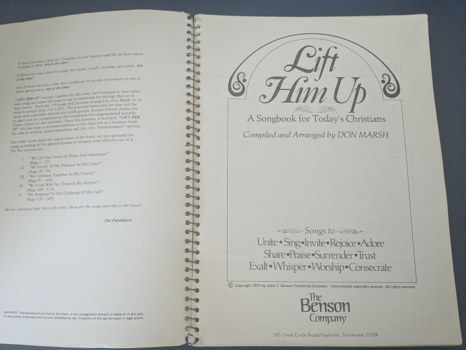 Lift Him Up Songbooks Vols 1, 2, & 3 Don Marsh (Large 12 X 9.5 In)