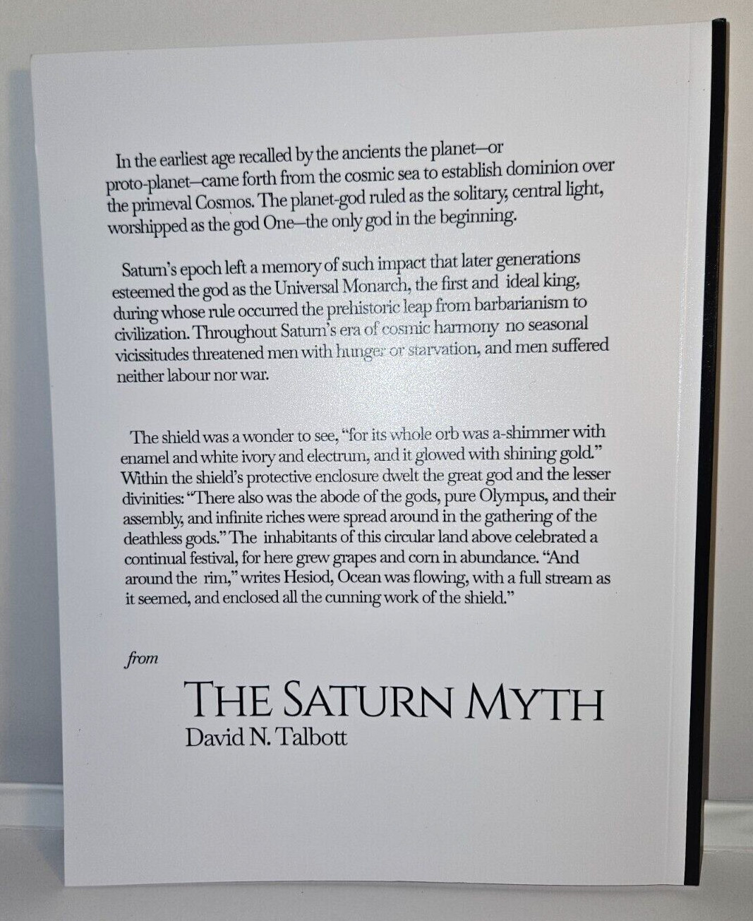 The Saturn Myth, by David N. Talbott,large Book 8.5”X11”,Reprint Brand New