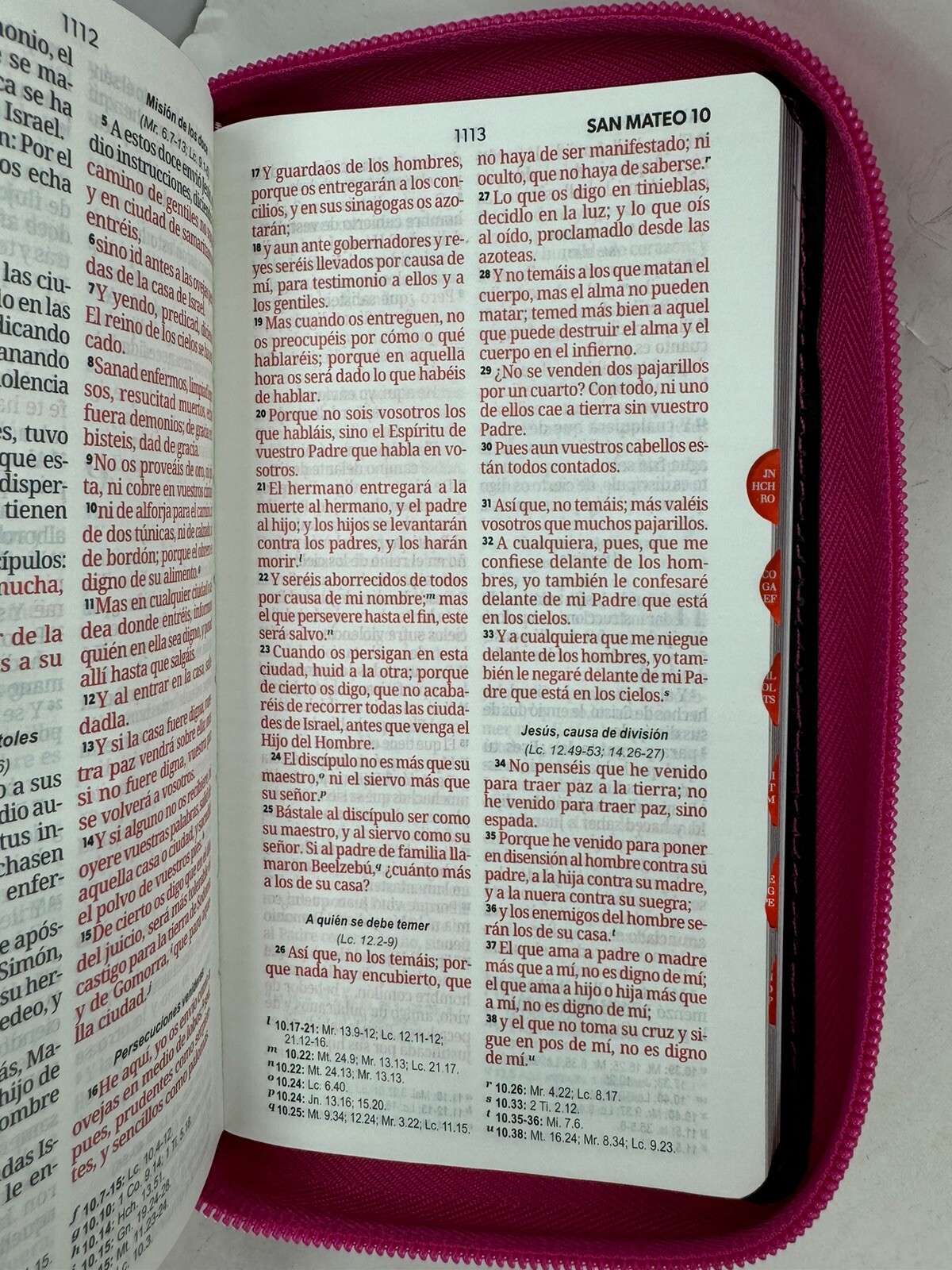 Biblia Chequera Letra 8.5 puntos RV1960 imit piel rosa fucsia gris claro con …