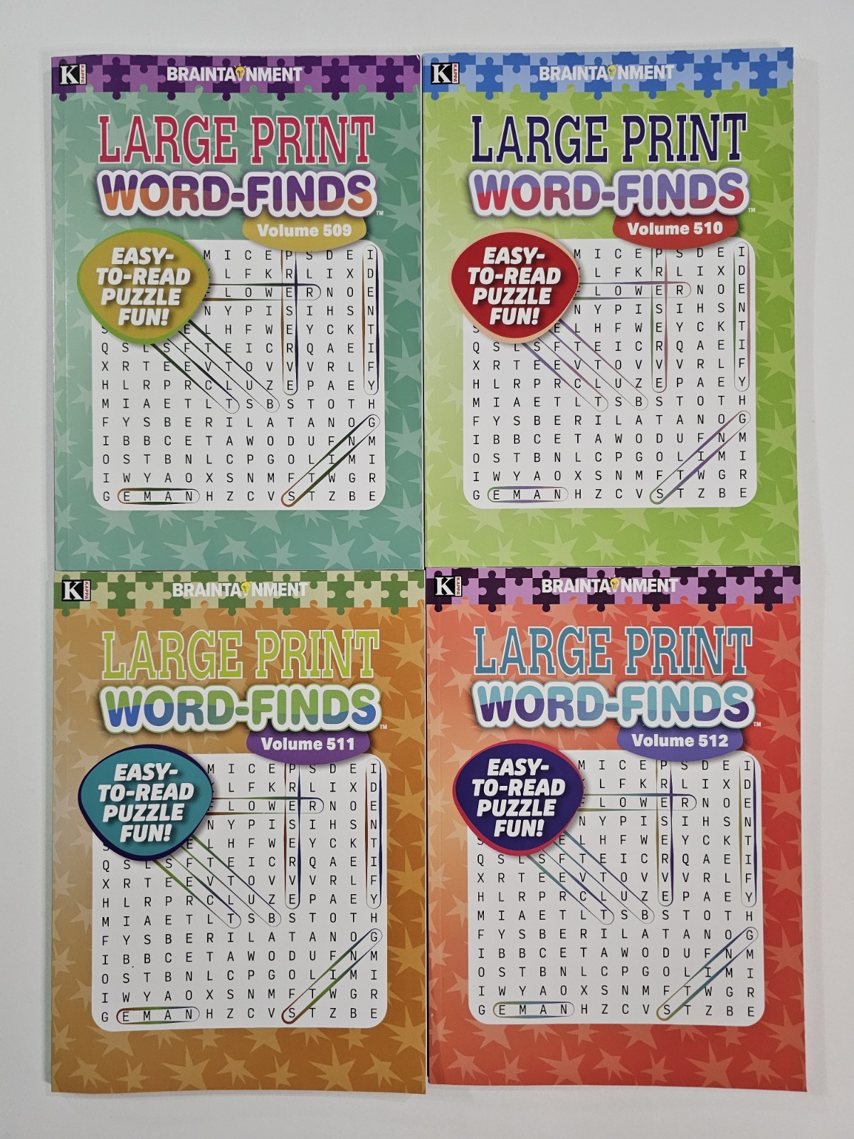 4 New Large Print Word-Finds Puzzle Books Kappa Games Vol #509-512~ Search,Hunt