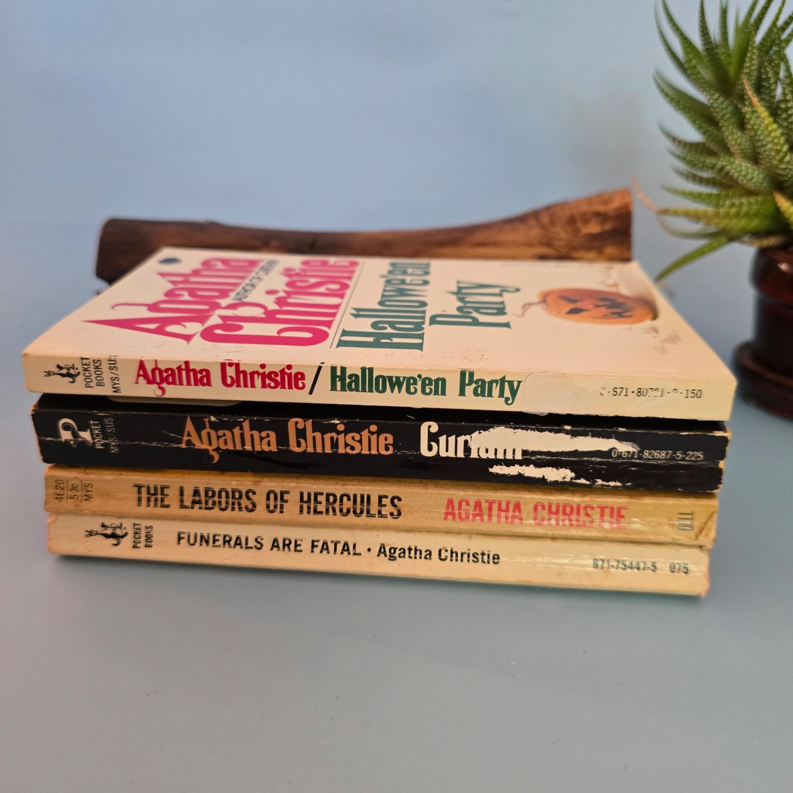 Vintage Agatha Christie Hercule Poirot Lot of 4 Paperback Books Mystery 1960s 70