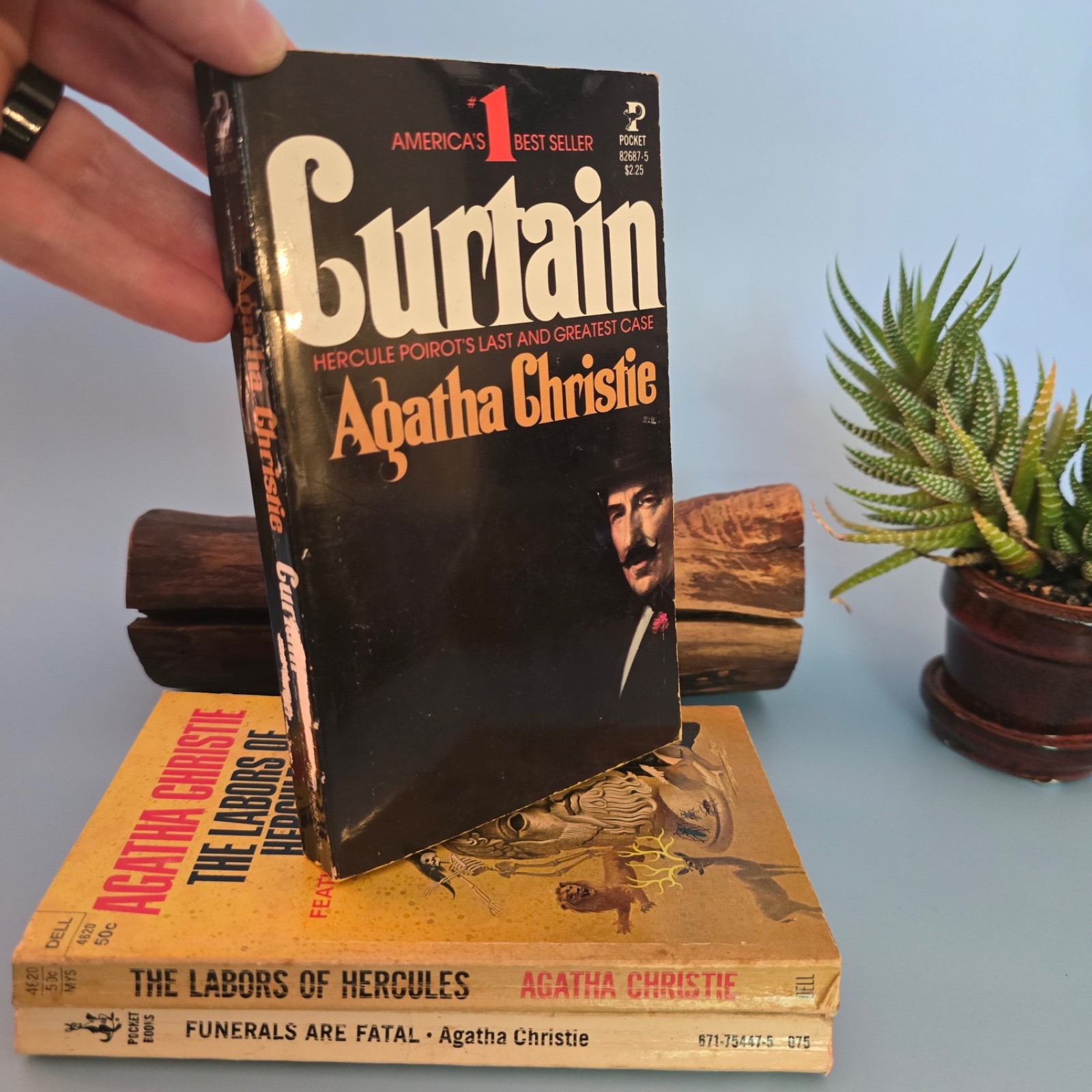Vintage Agatha Christie Hercule Poirot Lot of 4 Paperback Books Mystery 1960s 70