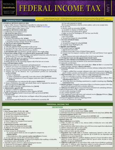 Federal Income Tax: a Quickstudy Laminated Law Guide (BAR Exam) – VERY GOOD