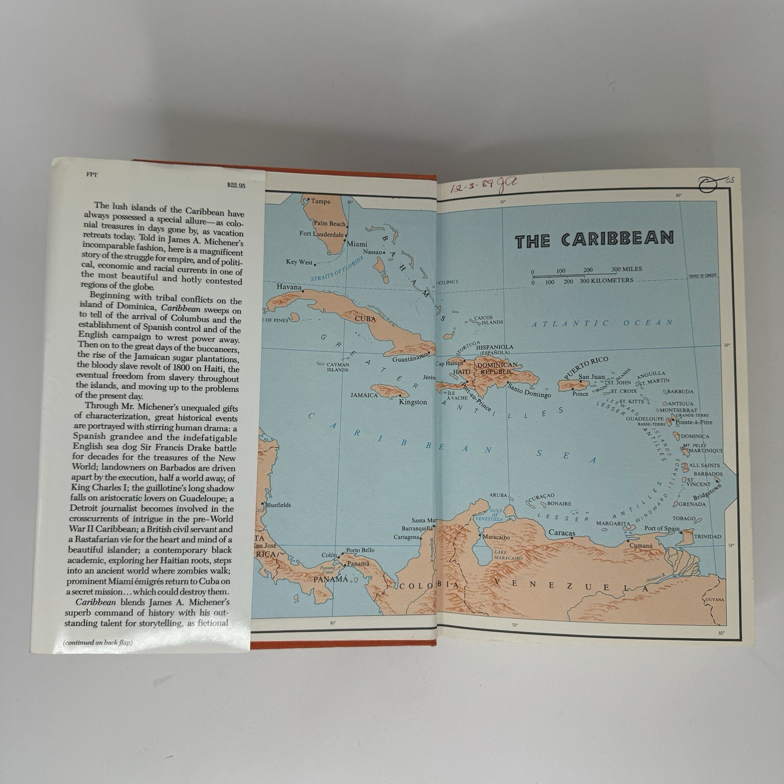 Carribean a Novel by James A. Michener 1st Edition Hard Cover with Dust Jacket