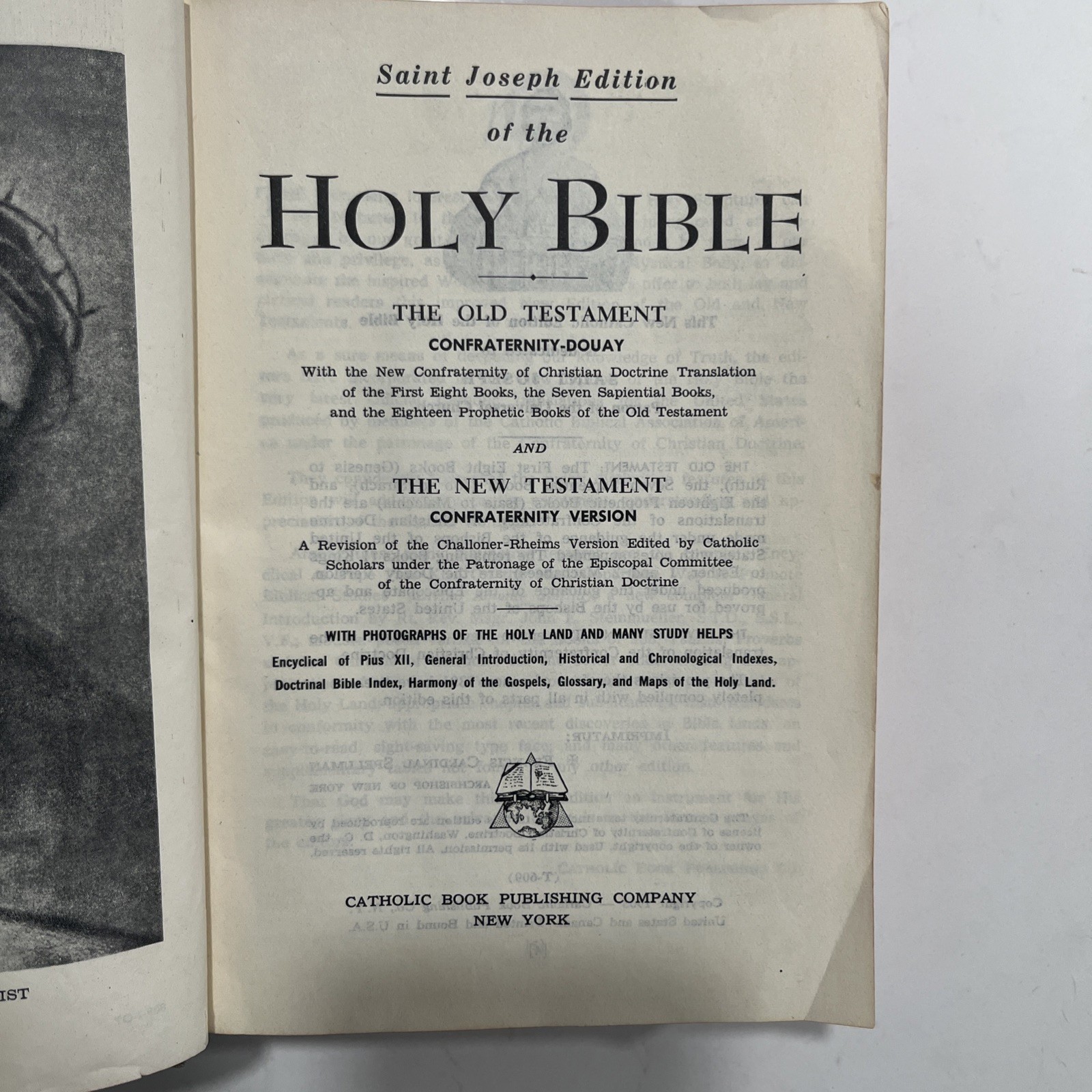 1963 Holy Bible ST. JOSEPH TEXTBOOK EDITION Confraternity Version Catholic Maps